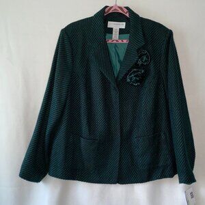 SagHarbor Woman Size 18W Forest Green/Black Blazer